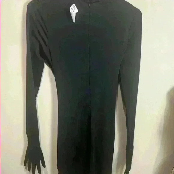 NWT Akira sz Small Black Bodycon Dress Midi Ruched Draped Asymmetrical - Picture 5 of 7